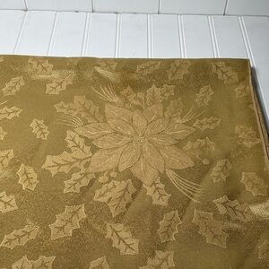 VTG Martha Stewart Everyday Gold Tablecloth  69 X 51” Holiday Christmas Floral